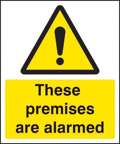 11702D These premises are alarmed Rigid Plastic (100x150mm) Safety Sign