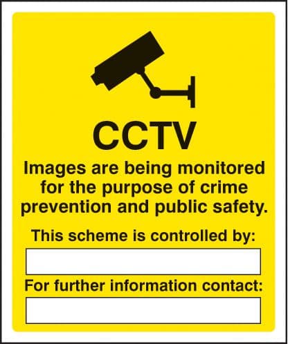 11713H CCTV images being monitored for the purpose of crime Rigid Plastic (300x250mm) Safety Sign