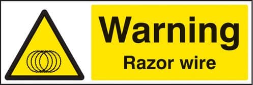 11715G Warning razor wire Rigid Plastic (300x100mm) Safety Sign
