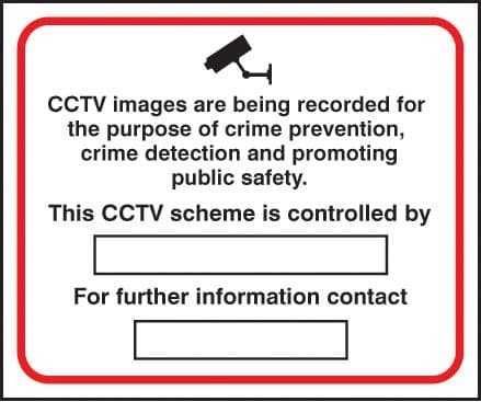 11719H CCTV crime prevention & public safety Rigid Plastic (300x250mm) Safety Sign
