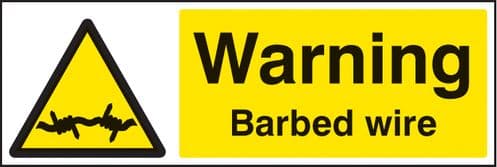 11720G Warning barbed wire Rigid Plastic (300x100mm) Safety Sign