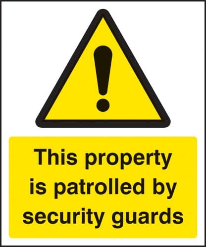 11730K This property is patrolled by security guards Rigid Plastic (400x300mm) Safety Sign