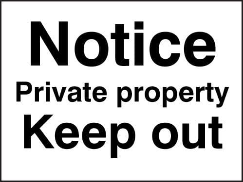 17003K Notice private property - keep out Rigid Plastic (400x300mm) Safety Sign