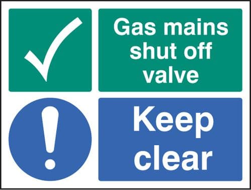 26035K Gas mains shut off valve keep clear Self Adhesive Vinyl (400x300mm) Safety Sign