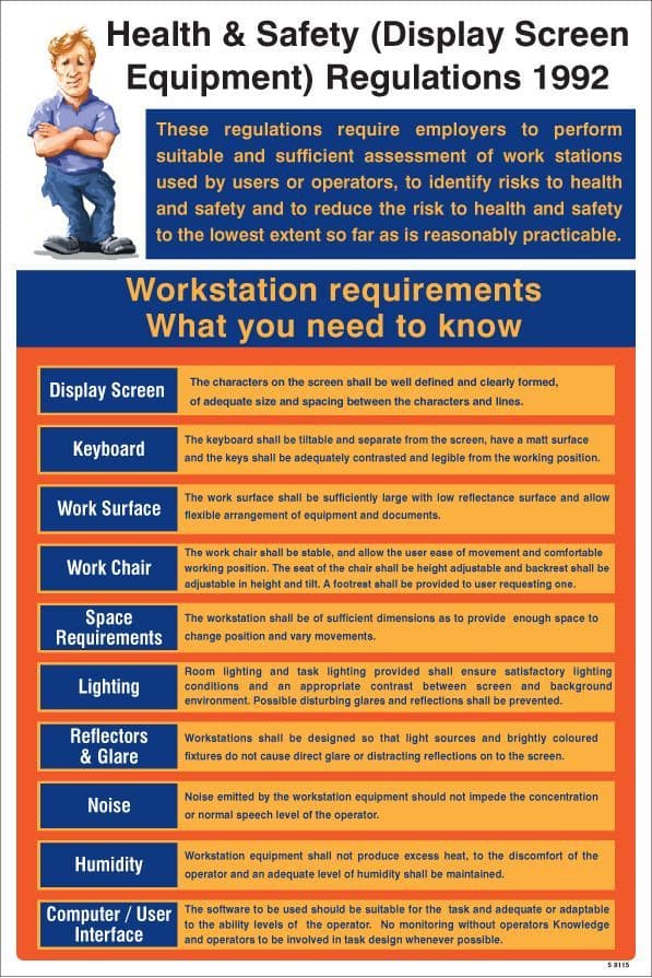58115 Display screen equipment regulations 1992 poster 400x600mm Safety ...