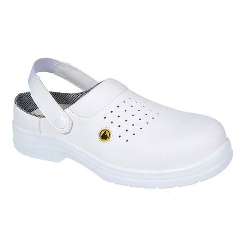 Portwest FC03W White Compositelite ESD Perforated Safety Clog SB AE