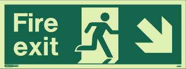 (439) Jalite Fire Exit Down Right Sign - Progress Down to the Right
