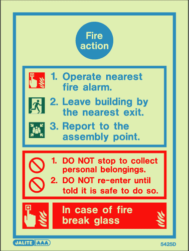 (5425) Jalite Fire Action Notice Sign