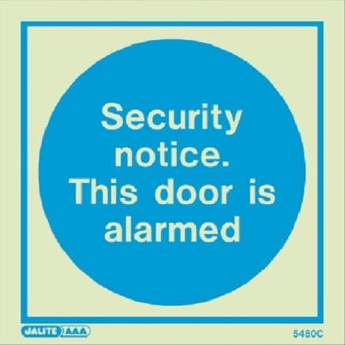 (5480)  Security notice. This door is alarmed