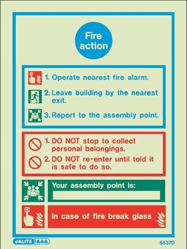(5537) Jalite Fire Action Notice Sign with assembly point