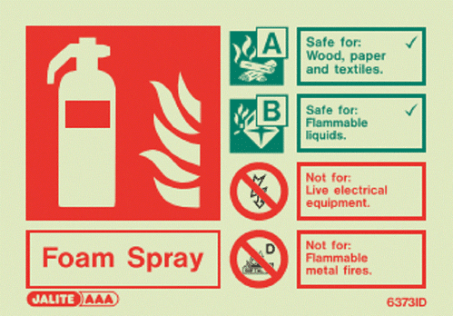 (6373ID) Jalite Foam Spray Fire Extinguisher Sign