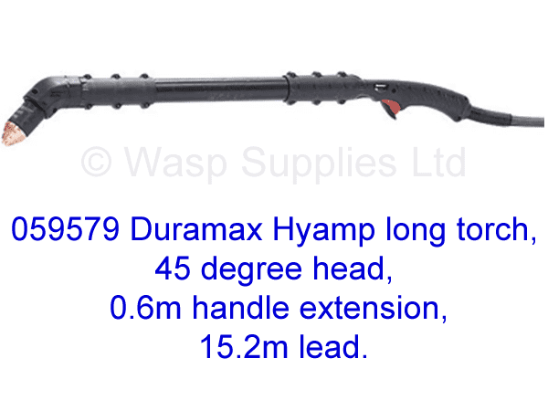 059579 Hypertherm Hyamp long torch 45 degree,  0.6m handle 15.2m lead .