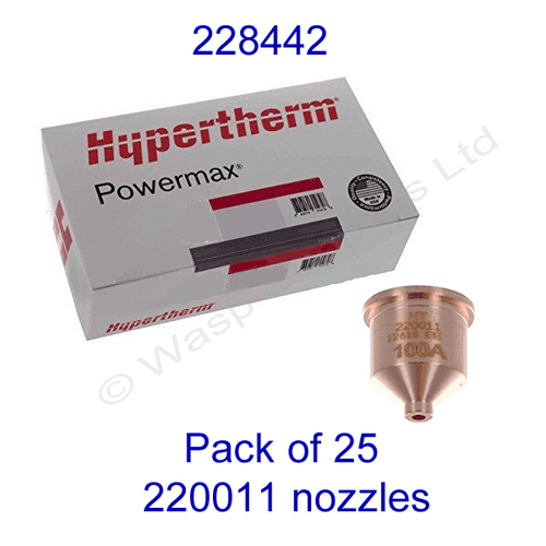 228442 Hypertherm bulk pack of 100 amp nozzles 220011 pack of 25