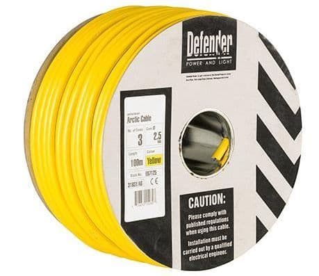 Defender E87125 2.5mm²  3 core yellow Arctic cable 110 volt  100m drum