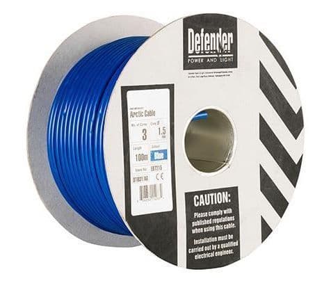 Defender E87215 1.5mm² x 3 core blue Arctic cable 240volt 100m drum