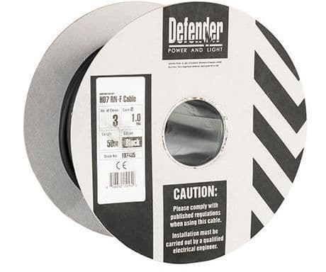 Defender E87435 1.0mm² 3 core 50m 110 / 240V Rubber