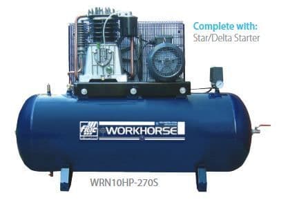 Fiac Workhorse WRN10HP-270S, 415 volt, 10 HP.  270 litre tank compressor.