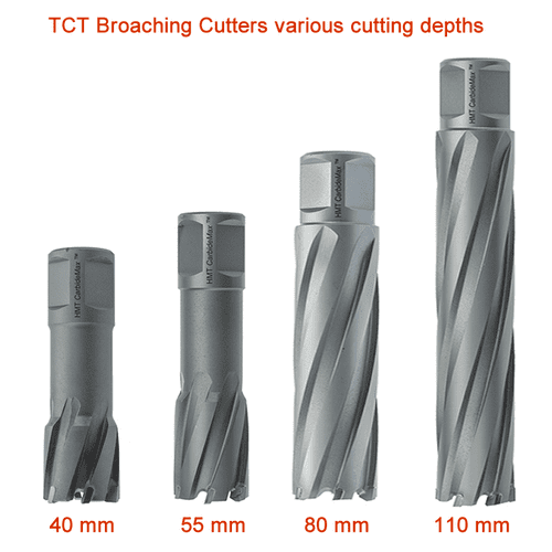 Tungsten carbide Tipped (TCT)  Broach Cutters for mag drills. 12-200mm Dia
