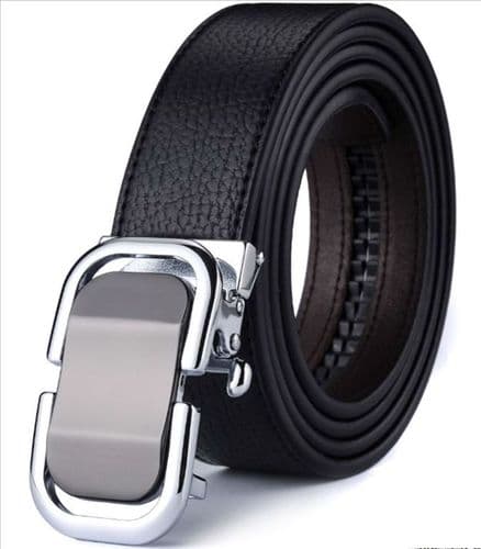 Belt Men's  Black Cowskin Leather Mens Business Belts Design Black Auto Buckle Zabardo