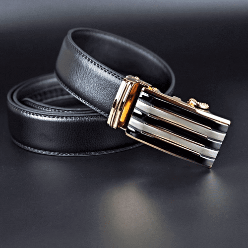 Belt Men's Black Cowskin Mens Leather Business Dress Belts Auto Buckle  Zabardo