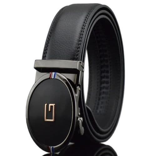 Belt Men's Black Genuine-Leather Cowskin Mens Belts Auto Buckle G Design - Zabardo