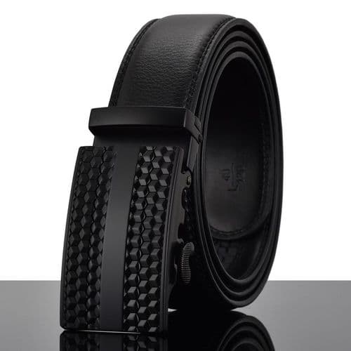Belt Men's Black Genuine-Leather Cowskin Mens Belts Black Auto Buckle Zabardo