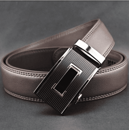 Belt Men's Black Genuine Leather Cowskin  Mens Business Belts Auto Buckle - Zabardo