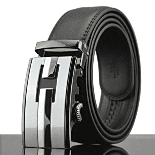 Belt Men's Black Genuine-Leather Cowskin Mens Business  Belts H Auto Buckle - Zabardo
