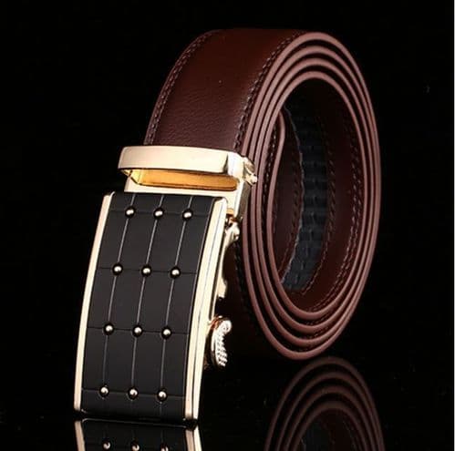Belt Men's Brown Genuine Leather Cowskin Mens Belts Automatic Buckle Fashion - Zabardo