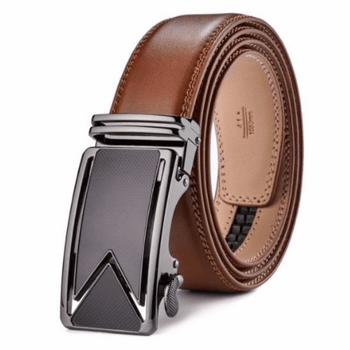 Belt Men's  Brown Leather Cowskin Mens Business Belts Graphite Auto Buckle Zabardo