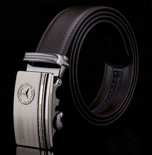 Belt Men's Cowskin  Genuine Leather Belt - Auto Buckle - Merc Logo  Zabardo