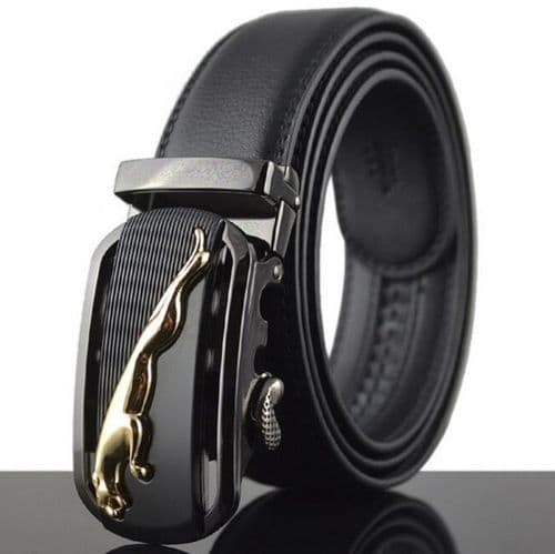 Belt Men's Leather Cowskin Black Mens Belts Car Brand Auto Buckle Jaguar - Zabardo