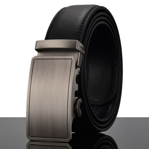 Belt Men's SS Buckle Genuine Leather Cowskin Mens Belts Auto-Buckle Zabardo