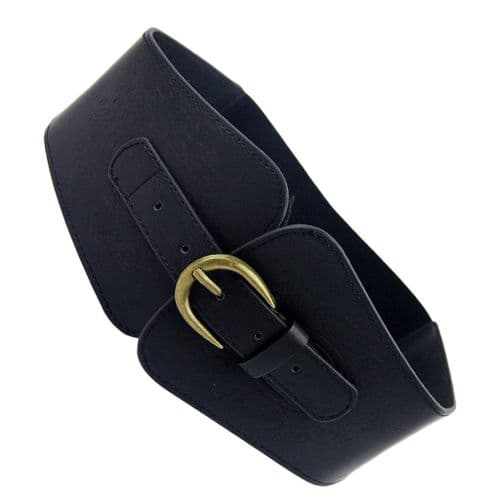 Belts Women's Fashion Elastic Black Belt Gold Pin Buckle Zabardo