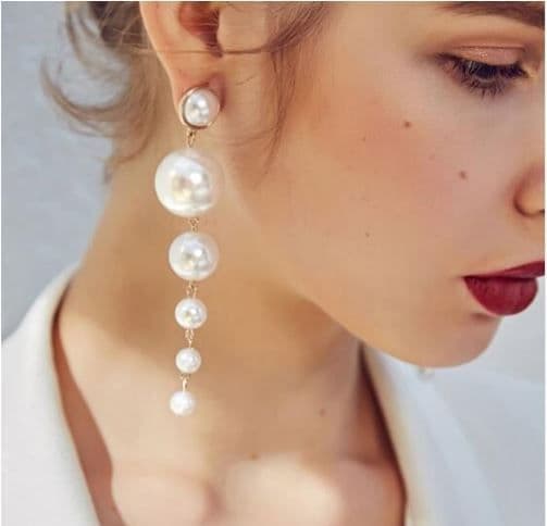 Earrings women's pearl  earrings long drop  fashion jewelry Zabardo