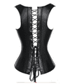 Leather Corset Buckle-up Front and Lace-up Back  New Steampunk Boned Sexy Bustier Zabardo