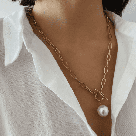 Necklace Women's Gold Lariat  - Pearl Drop Fashion Necklace Jewelry Zabardo